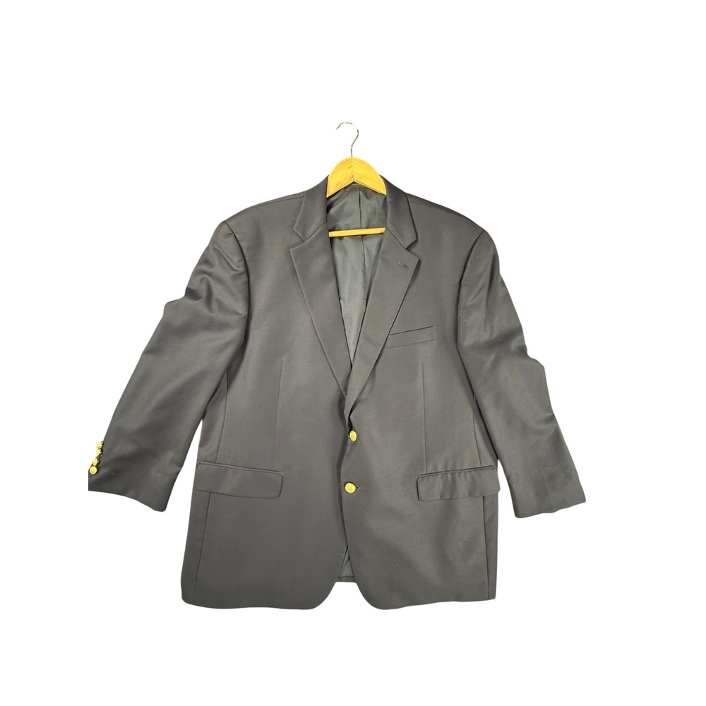 Lauren Ralph Lauren Blazer Mens 48R Navy Blue Excellent Gold Crest Button Wool